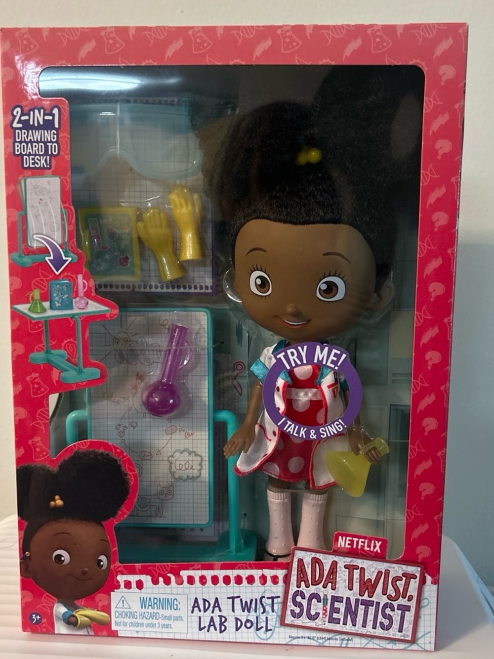 Netflix Ada Twist Scientist Lab Doll - Brown Skin, Black Hair, Red White Outfit